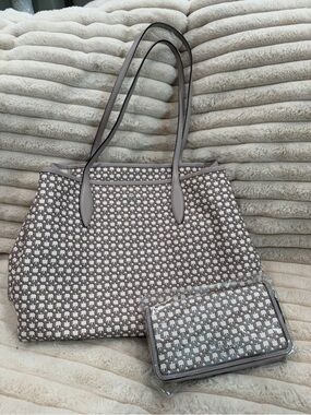 kate spade Taupe Patterned Tote with Matching Wallet